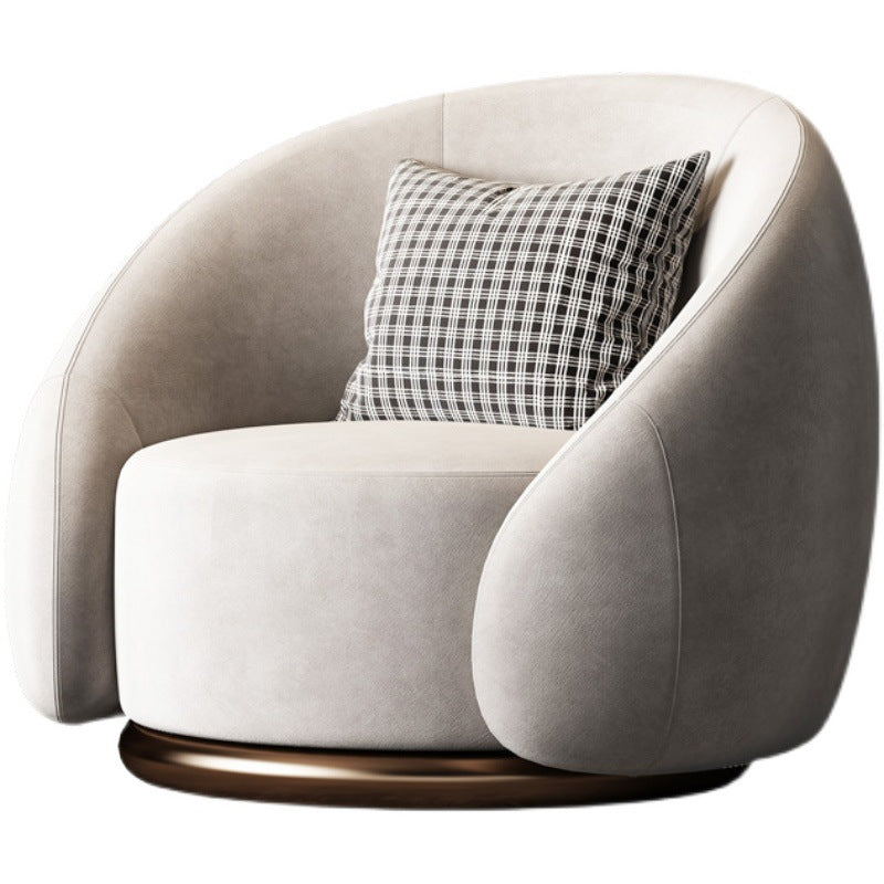 Fauteuil pivotant arrondi en velours, socle doré