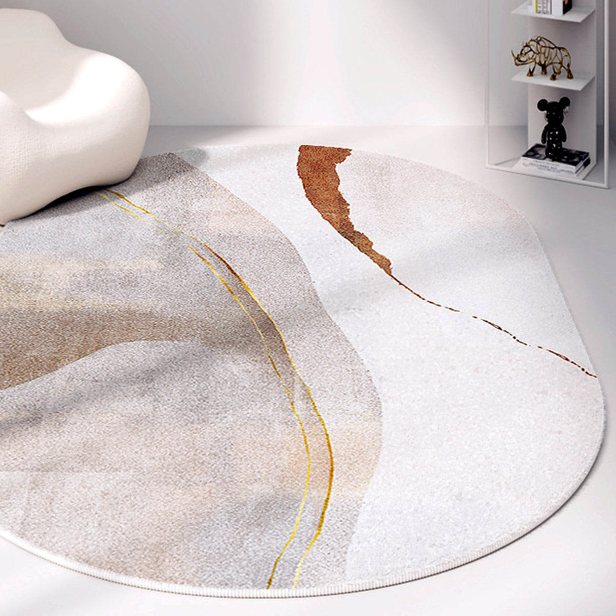 Tapis ovale AUBRYNE, style Dune caramel