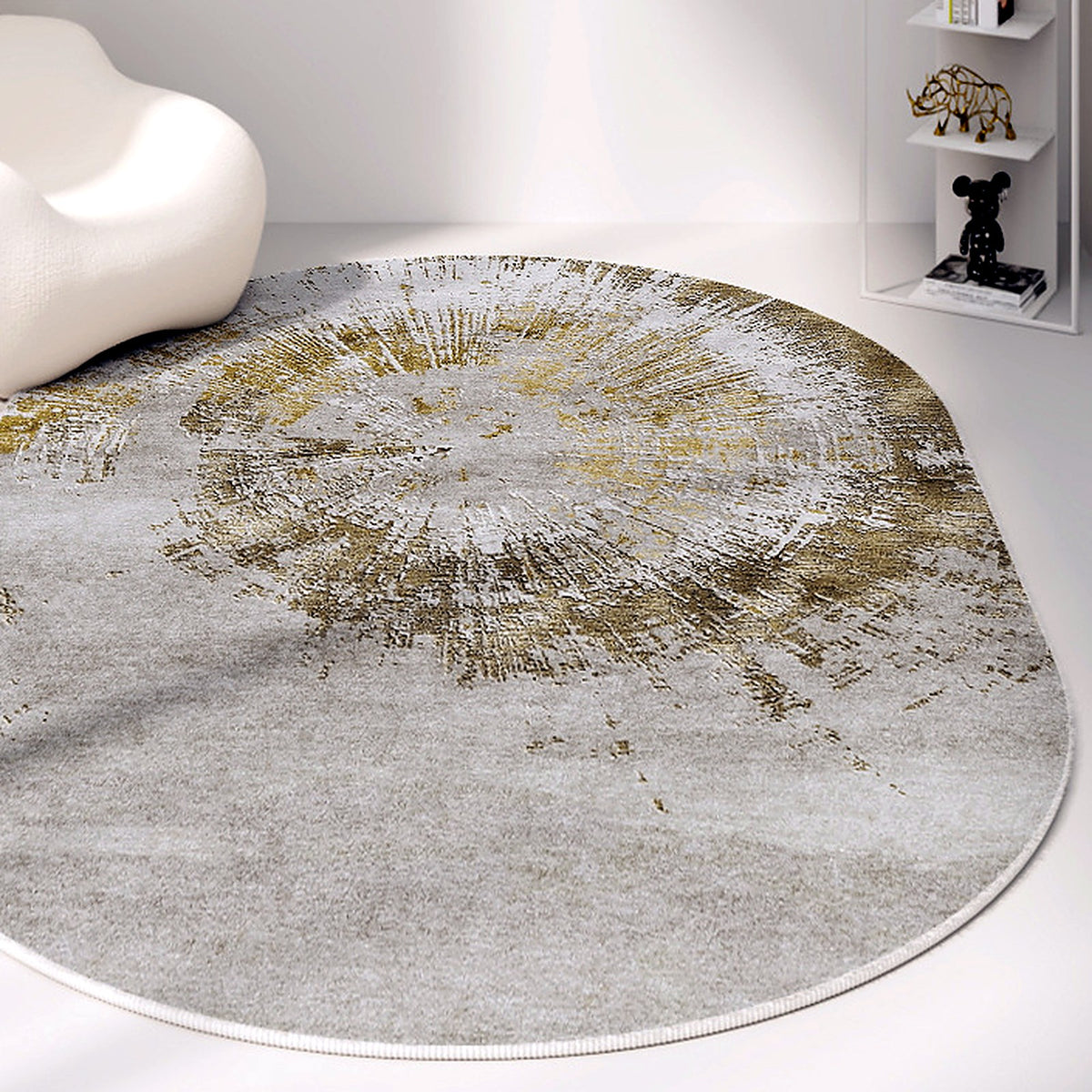 Tapis ovale AUBRYNE, style Éclat doré