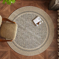 Tapis rond bouclé AUBRYNE, style Frise grecque
