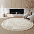Tapis rond effet cachemire AUBRYNE, style Beige à frise