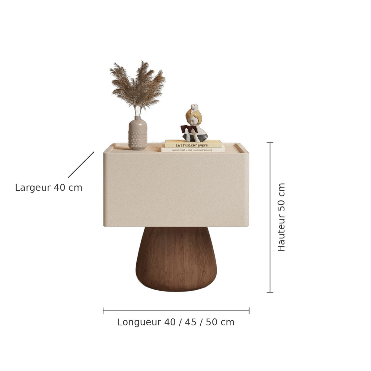 Dimensions de la table de chevet champignon