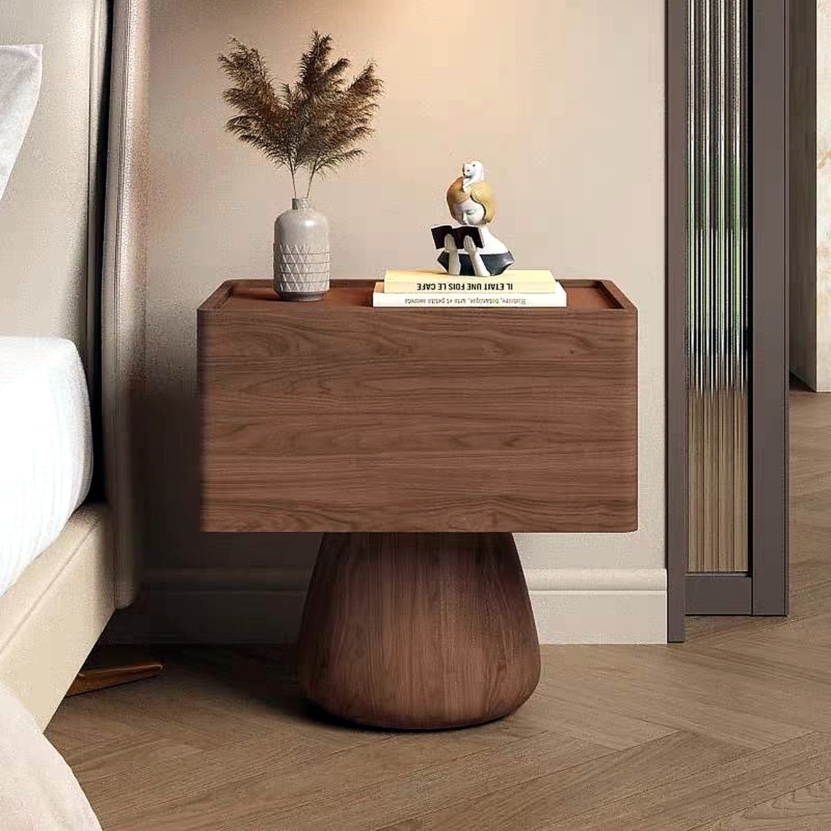 Table de chevet champignon noyer