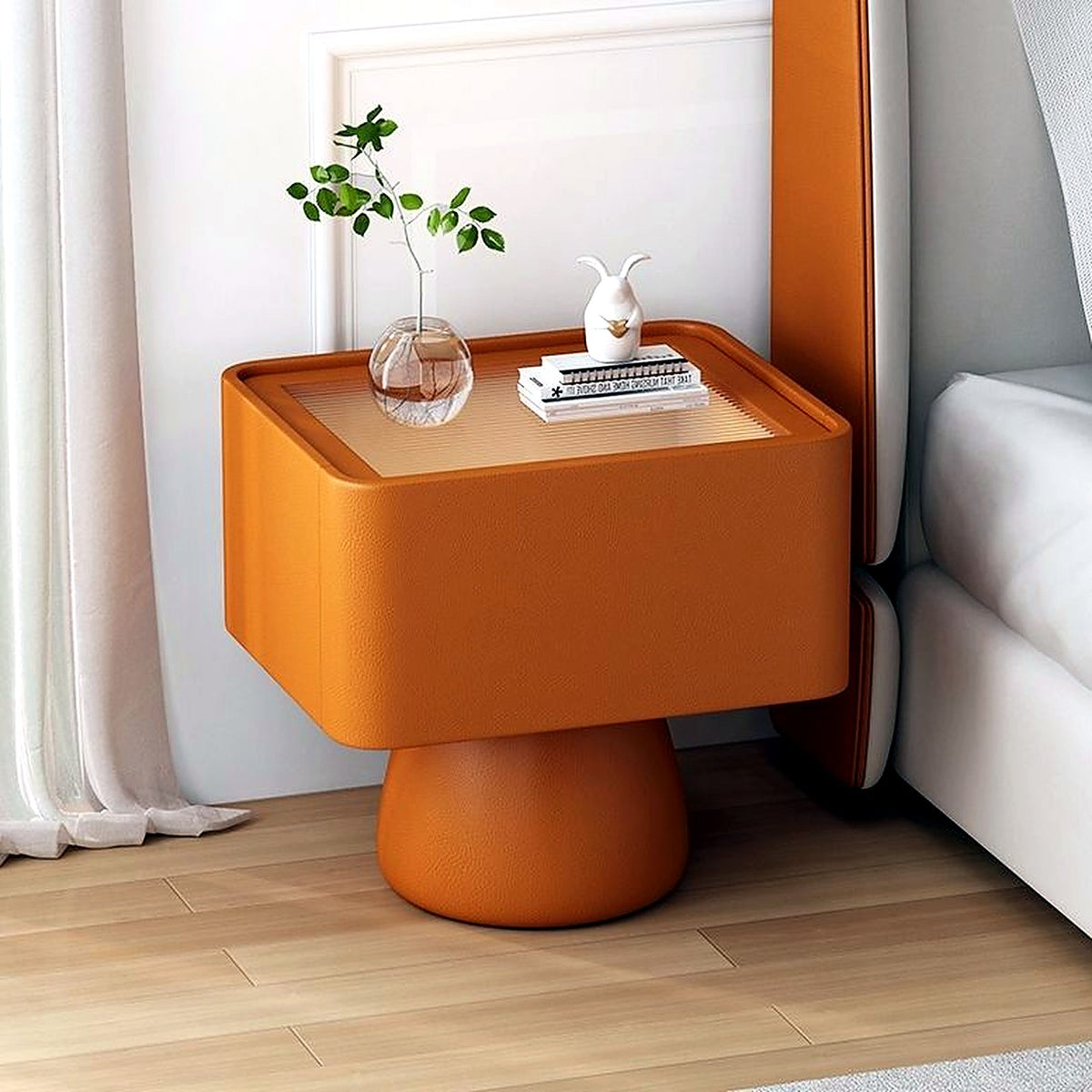 Table de chevet champignon orange