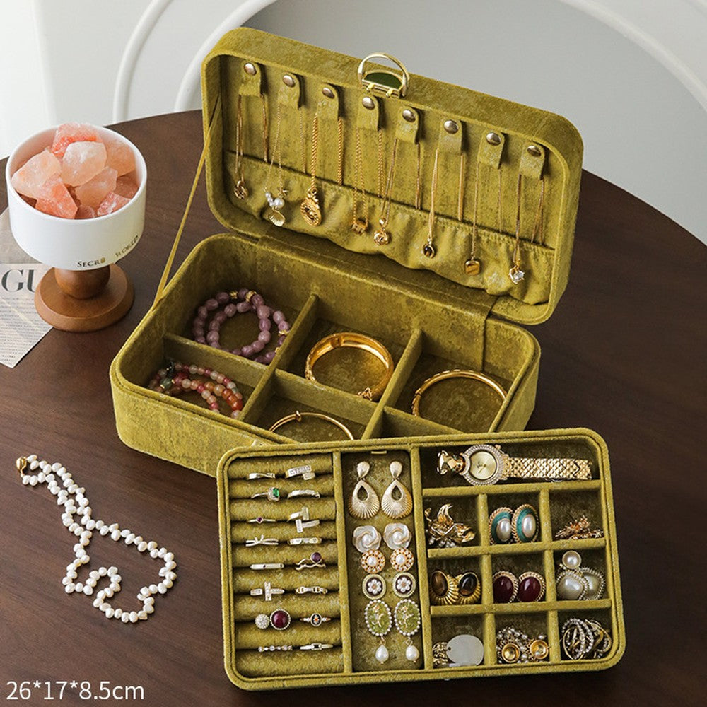 Coffret à bijoux en velours – Vert mousse