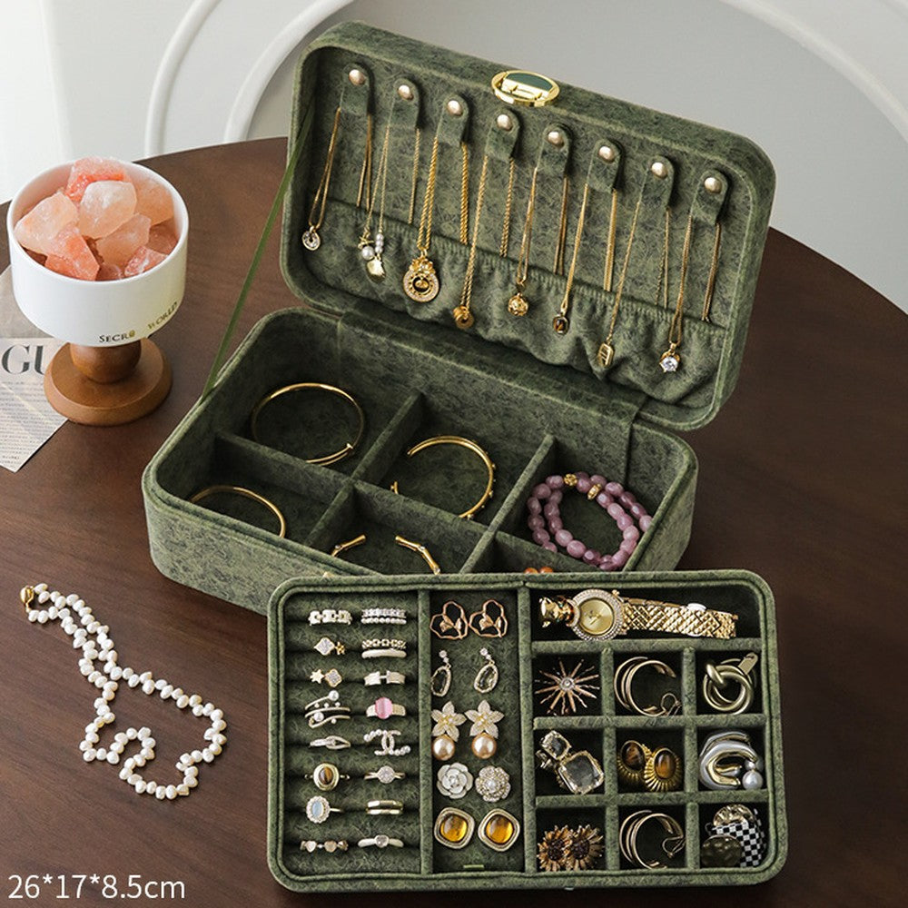 Coffret à bijoux en velours – Vert sauge