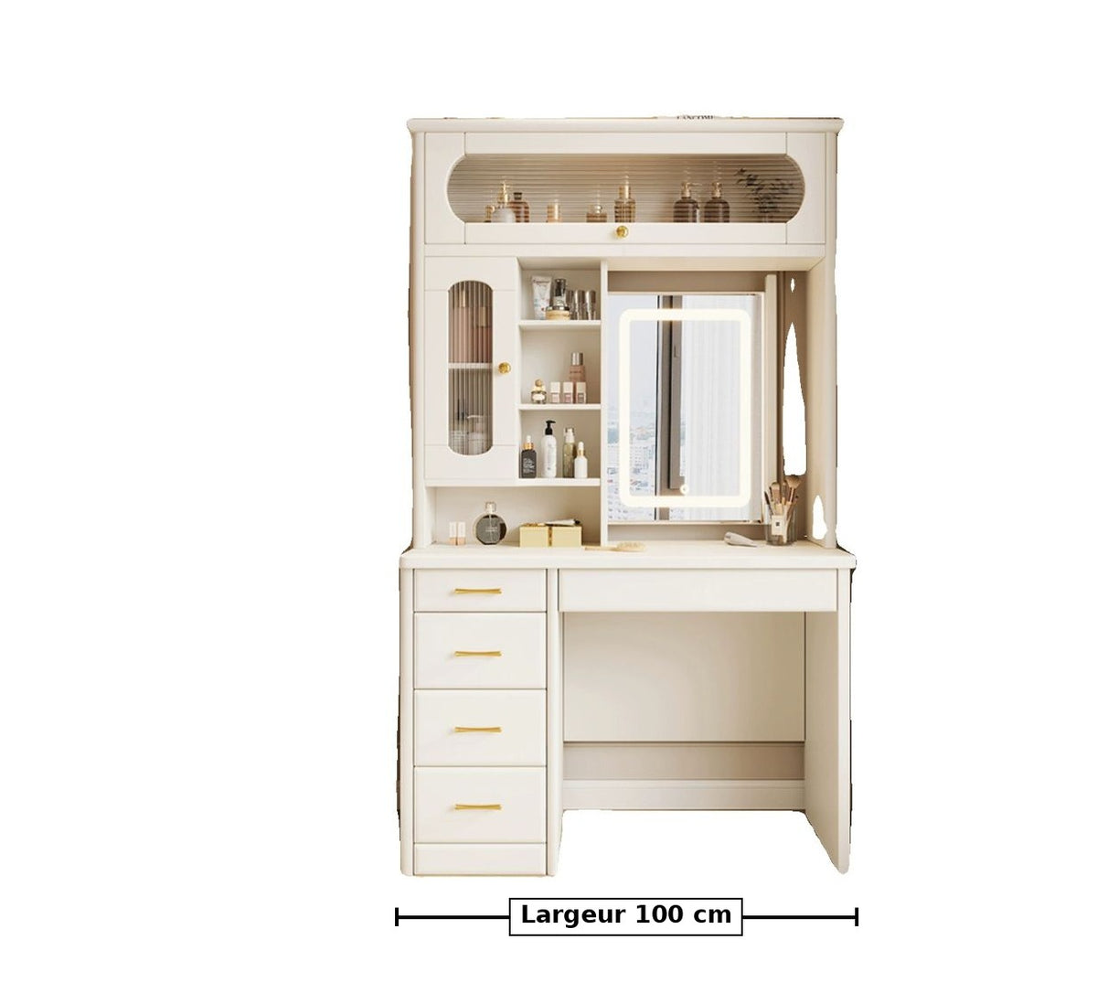 Coiffeuse-bureau crème - dimensions : largeur 100 cm