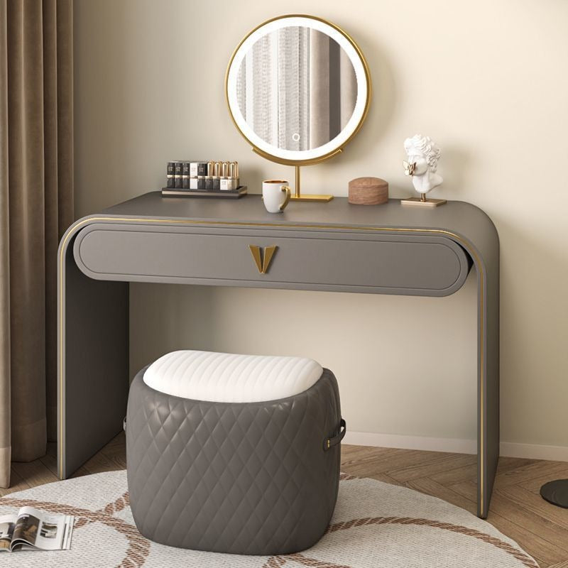 Coiffeuse italienne grise avec miroir intelligent et tabouret