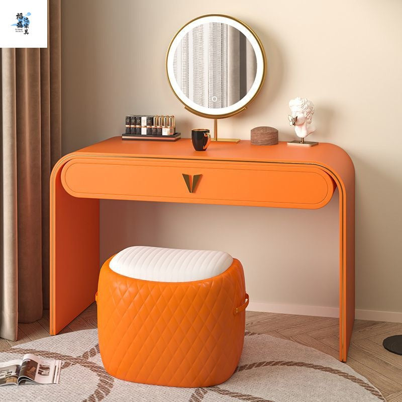 Coiffeuse italienne orange avec miroir intelligent et tabouret