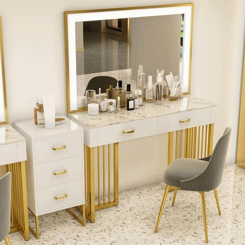 Coiffeuse plateau marbre, vue d'angle