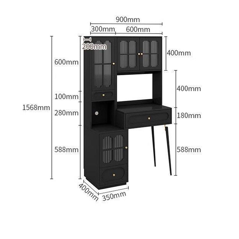 Coiffeuse noire style français en bois massif – 90 cm/Coiffeuse seule