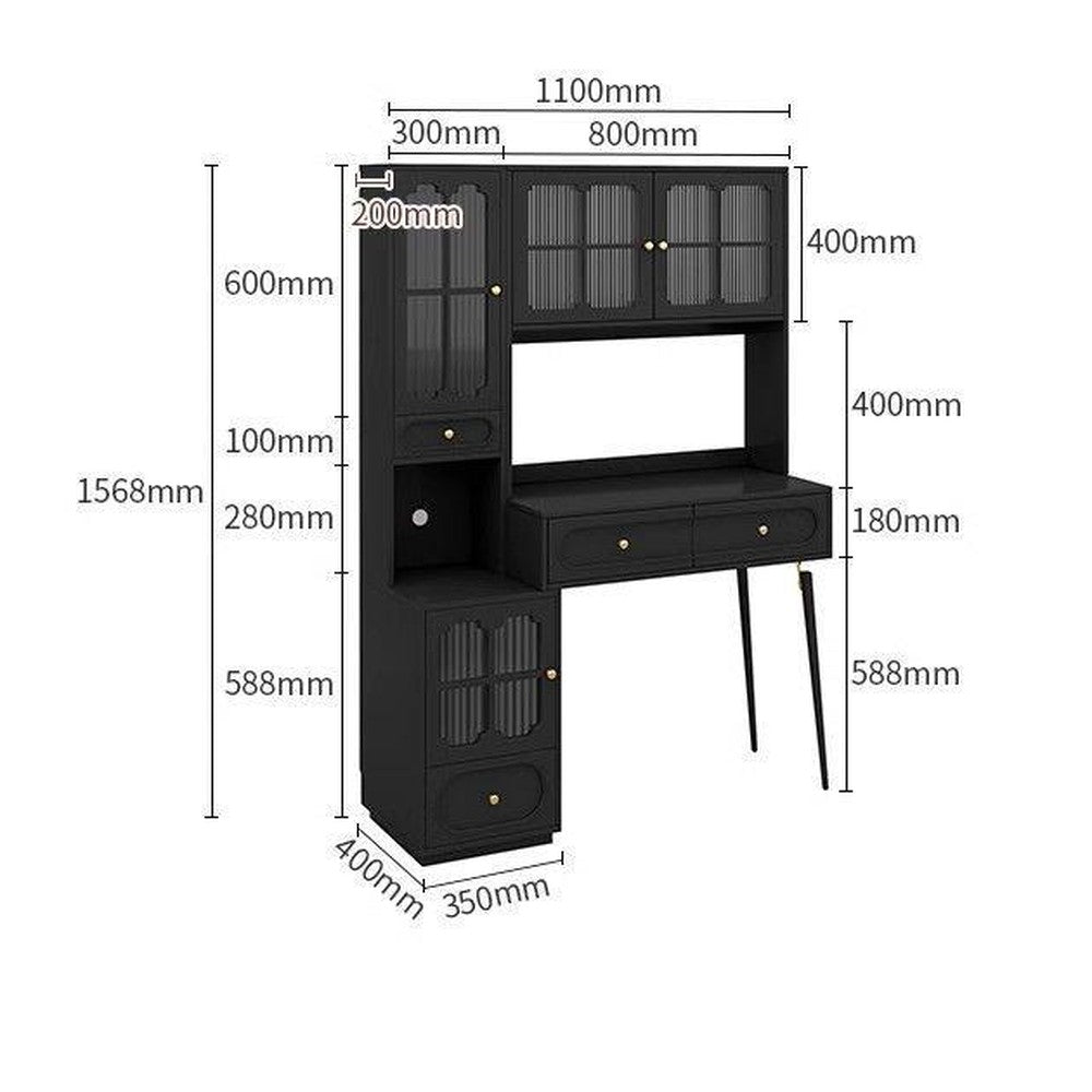Coiffeuse noire style français en bois massif – 110 cm/Coiffeuse seule
