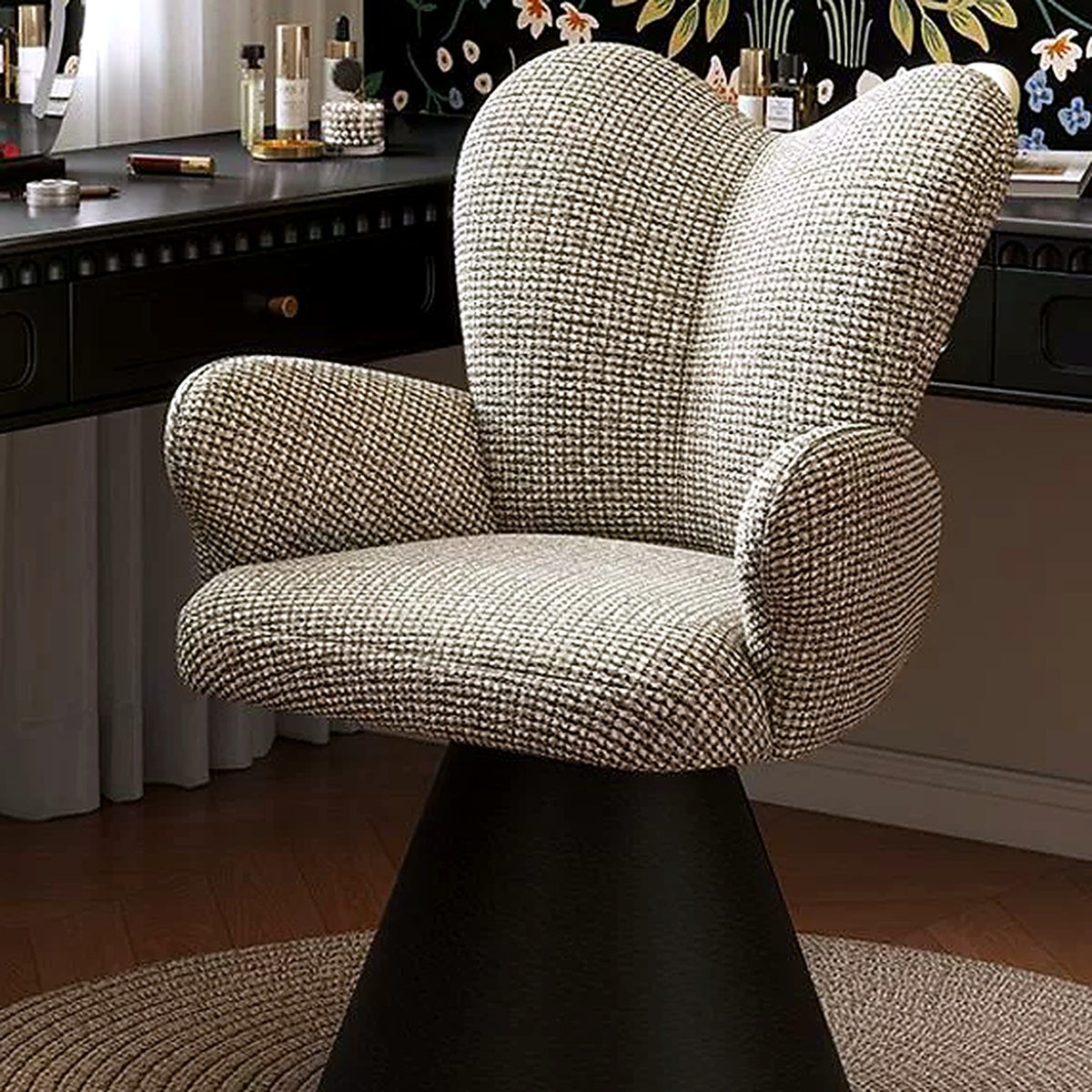 Fauteuil de coiffeuse papillon AUBRYNE, coloris avoine