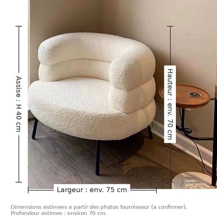 Fauteuil rond en peluche teddy, style girly