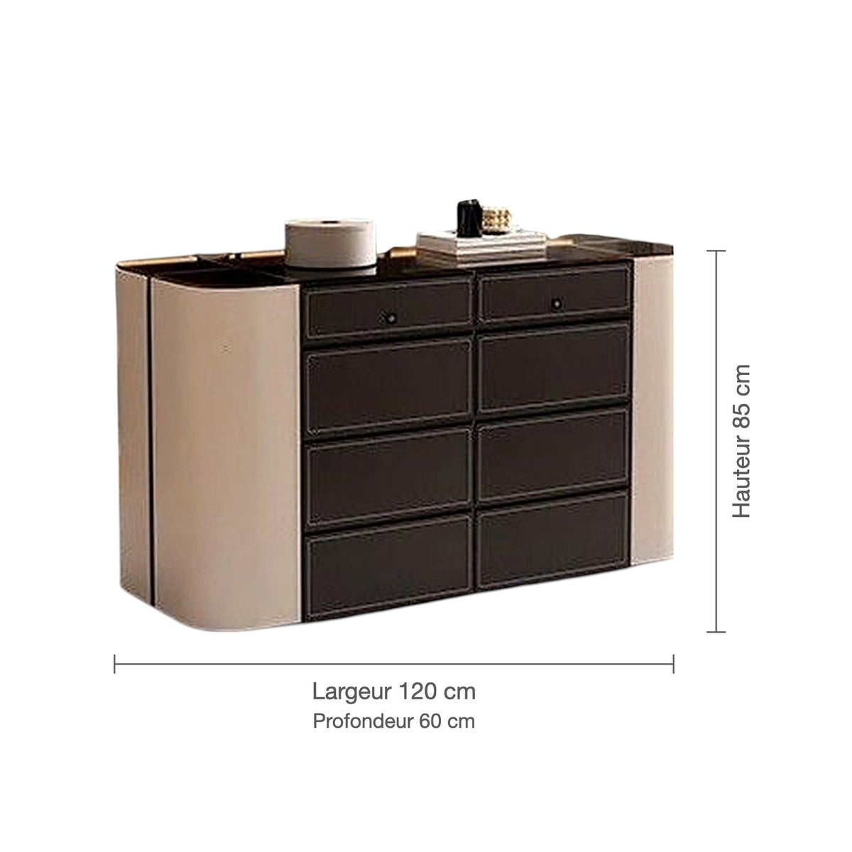 Dimensions de l'îlot de dressing en cuir sellier