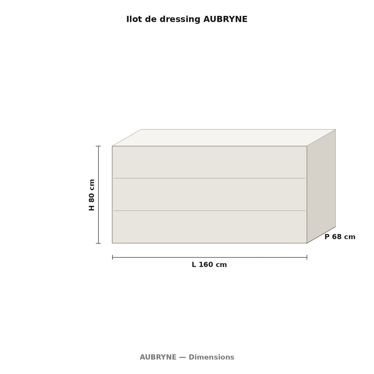 Îlot de dressing AUBRYNE, dimensions