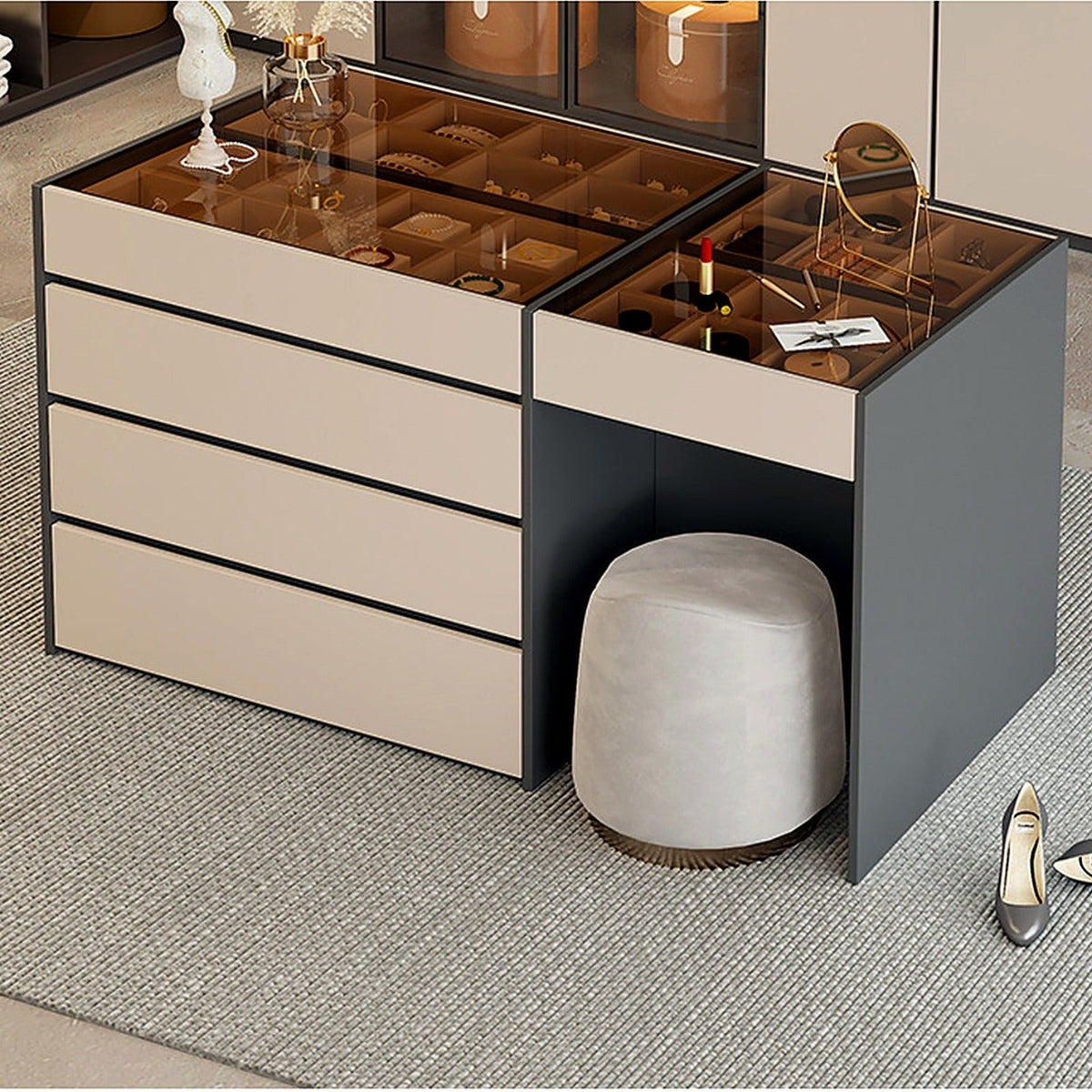 Îlot de dressing avec coiffeuse AUBRYNE