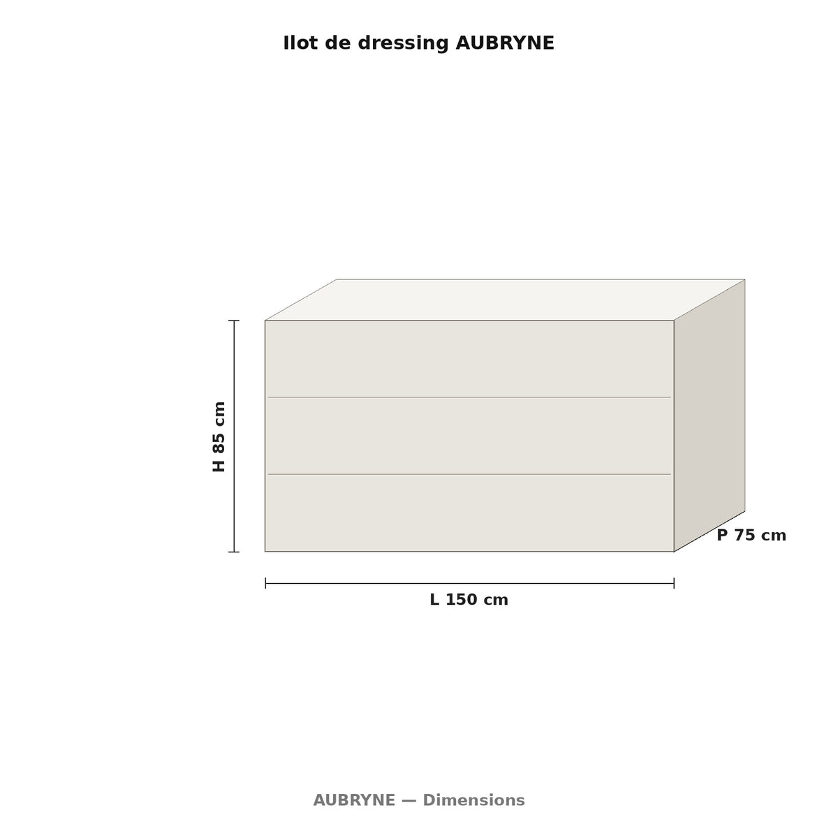 Îlot de dressing AUBRYNE, dimensions