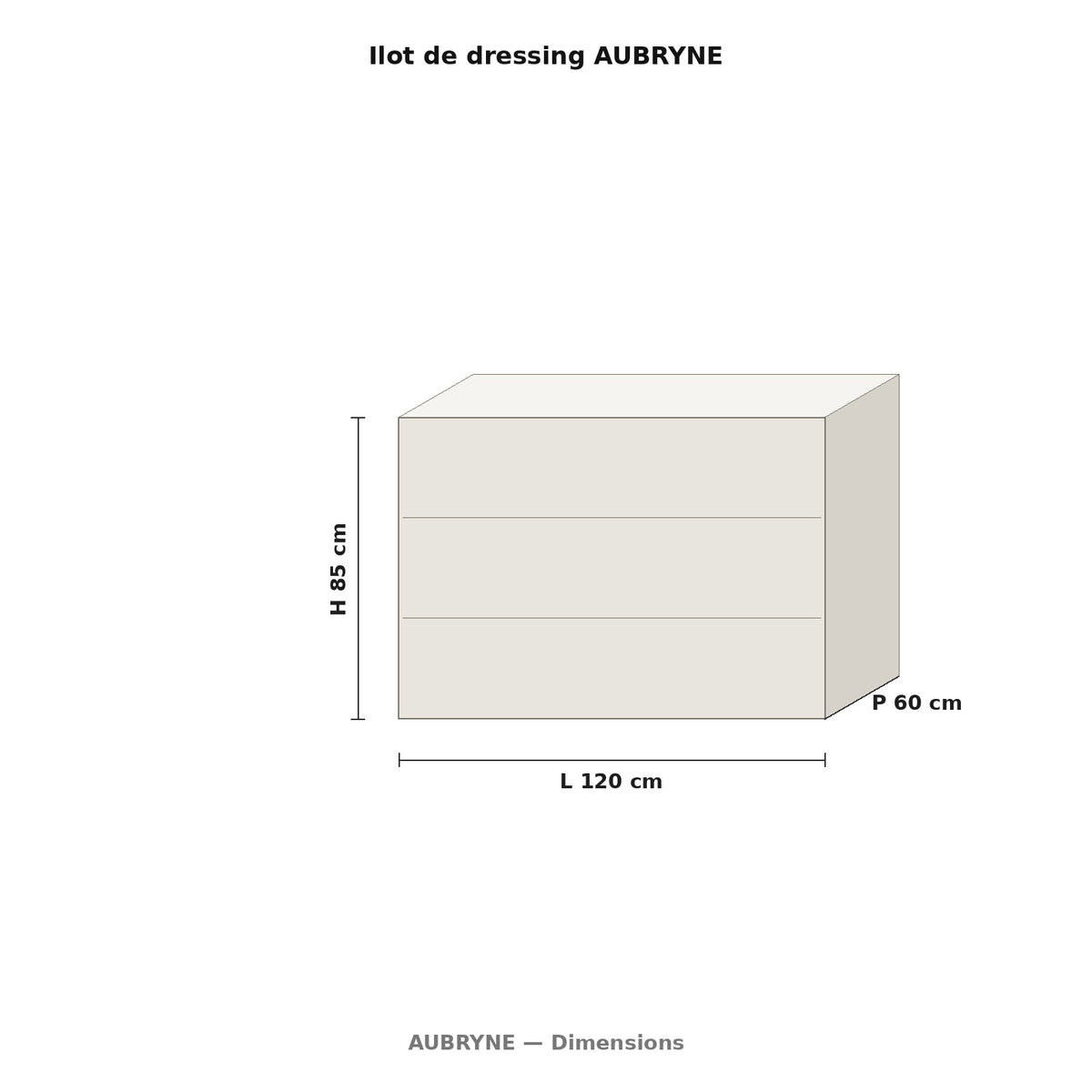 Îlot de dressing AUBRYNE, dimensions