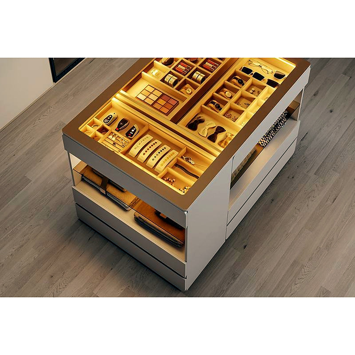 Îlot de dressing AUBRYNE, détail rangement