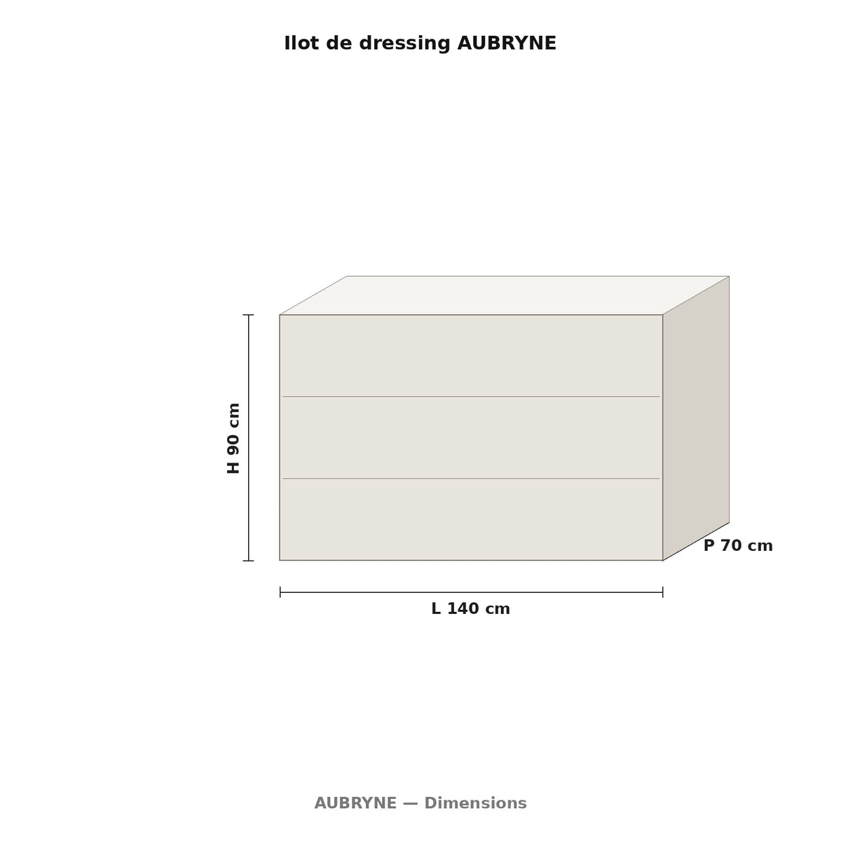 Îlot de dressing AUBRYNE, dimensions