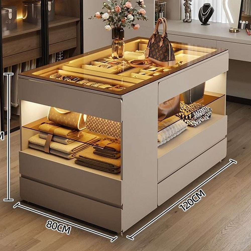 Îlot central de dressing – Café au lait, 120 cm