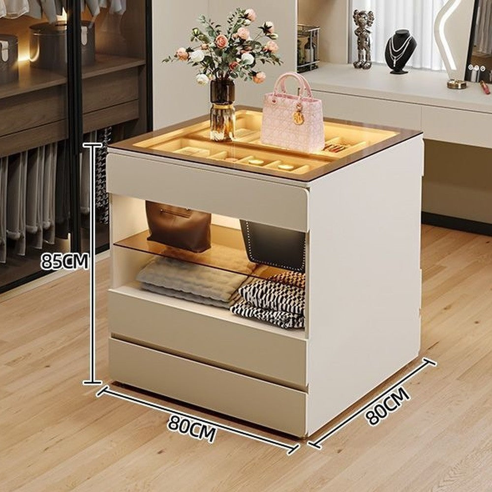 Îlot central de dressing – Blanc crème, 80 cm