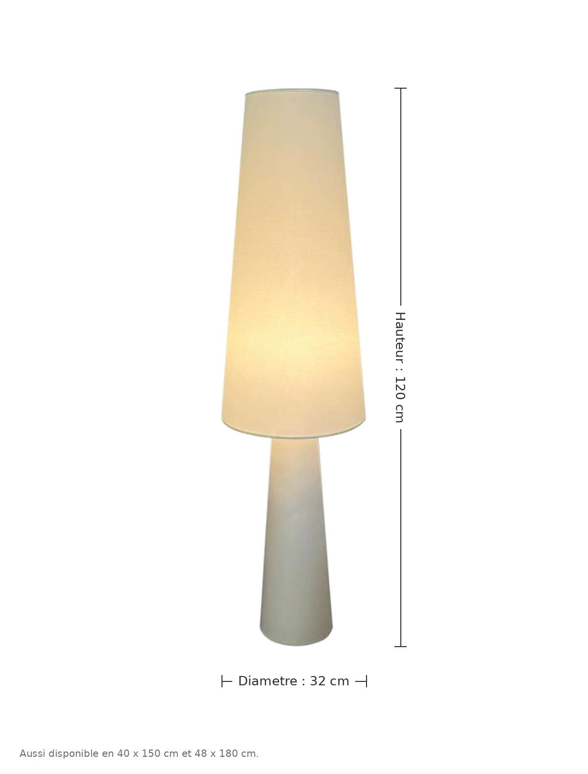 Lampadaire conique - dimensions : Ø 32 × H 120 cm