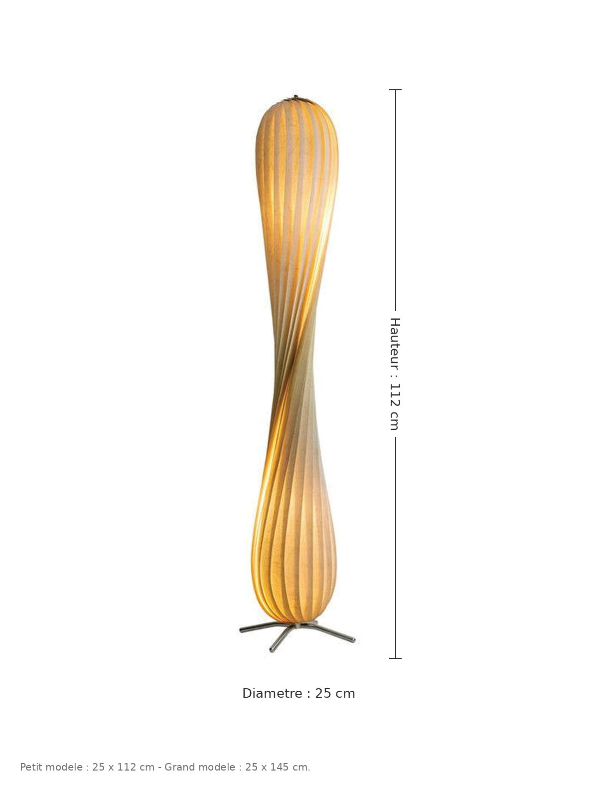 Lampadaire torsadé - dimensions : Ø 25 × H 112 cm