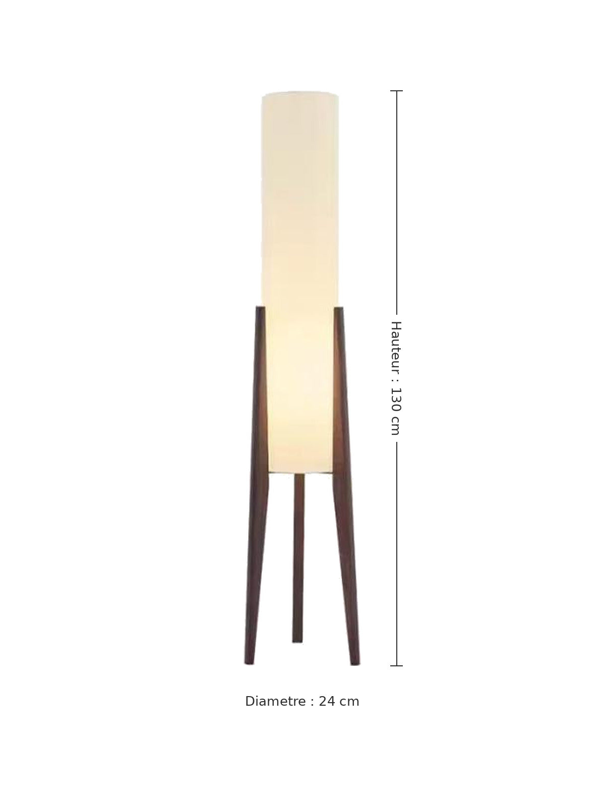 Lampadaire tripode - dimensions : Ø 24 × H 130 cm