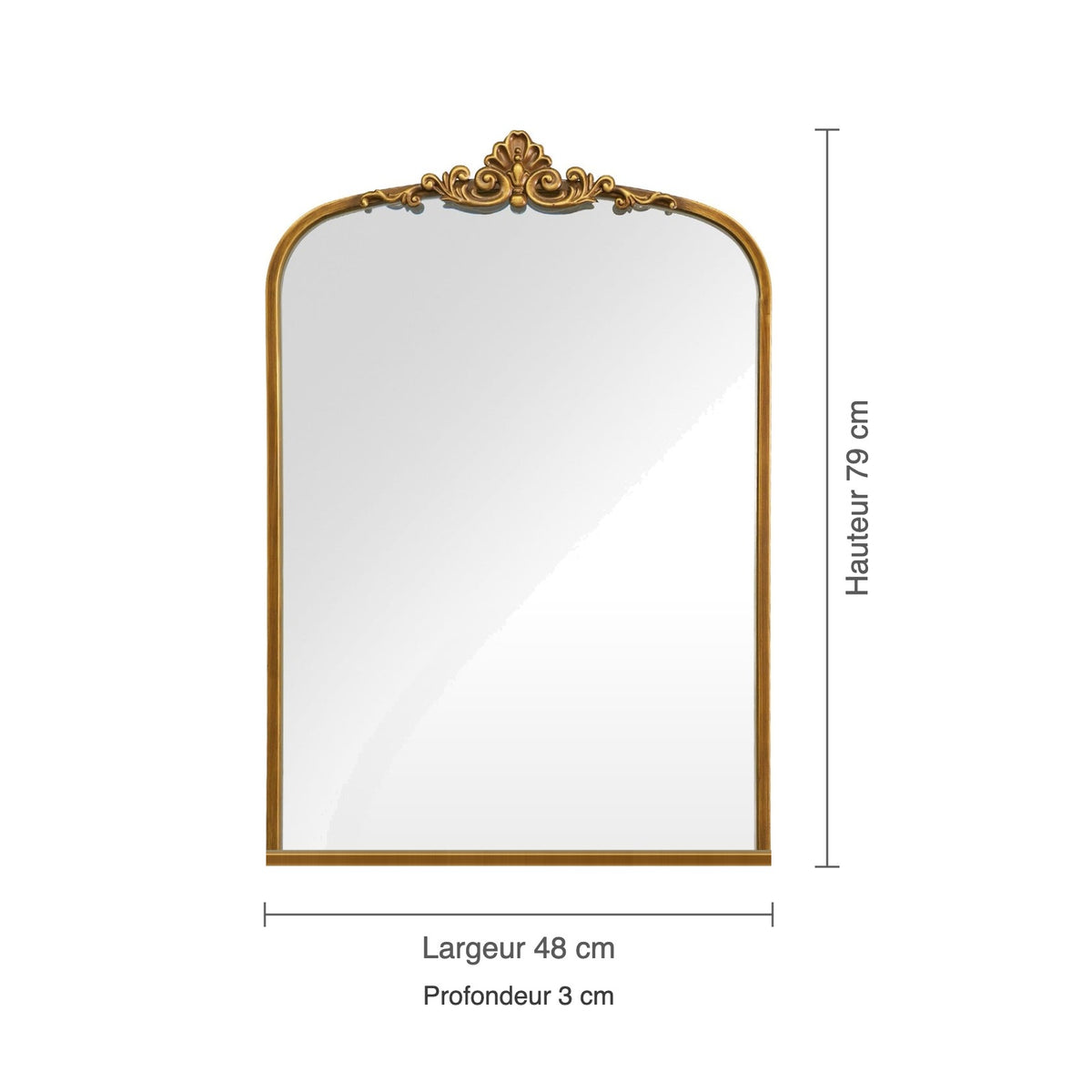 Dimensions du miroir baroque doré