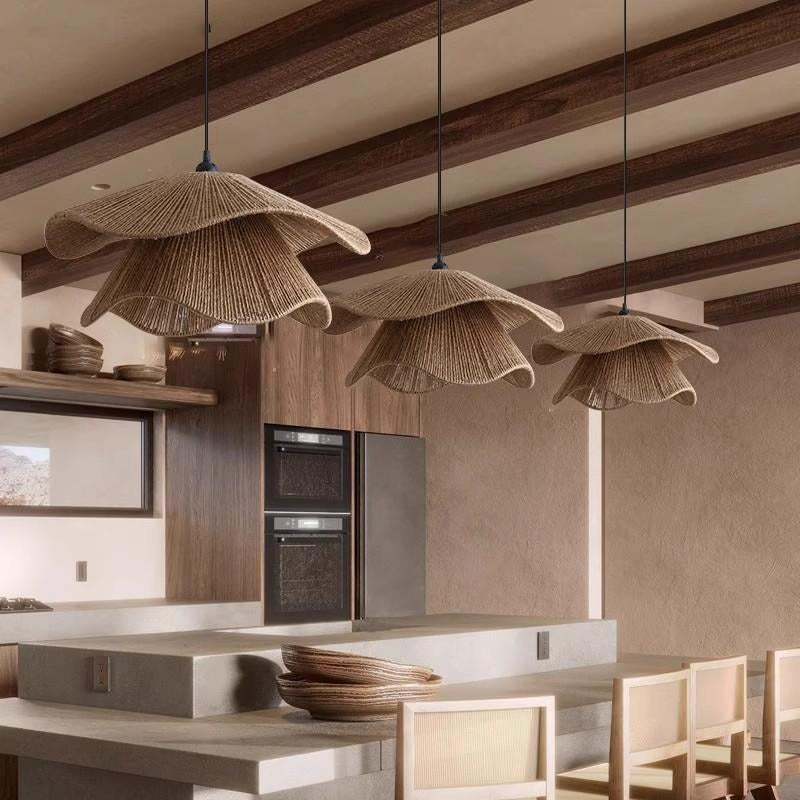 Suspensions corolle en corde, cuisine ouverte