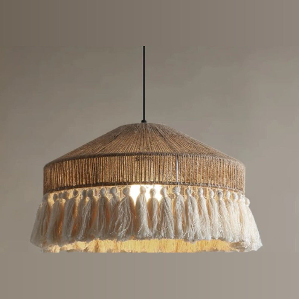 Suspension jute à franges, forme évasée, Ø 40 cm