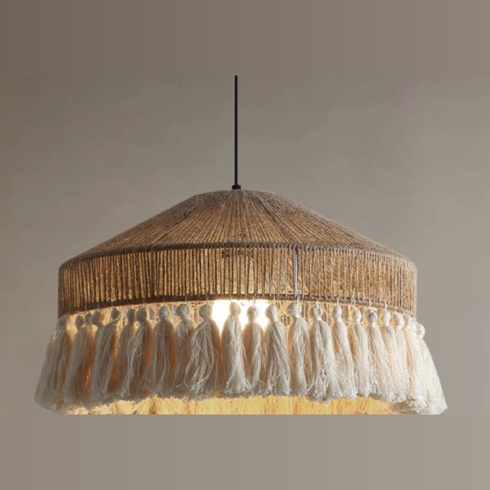 Suspension jute à franges, forme évasée, Ø 60 cm