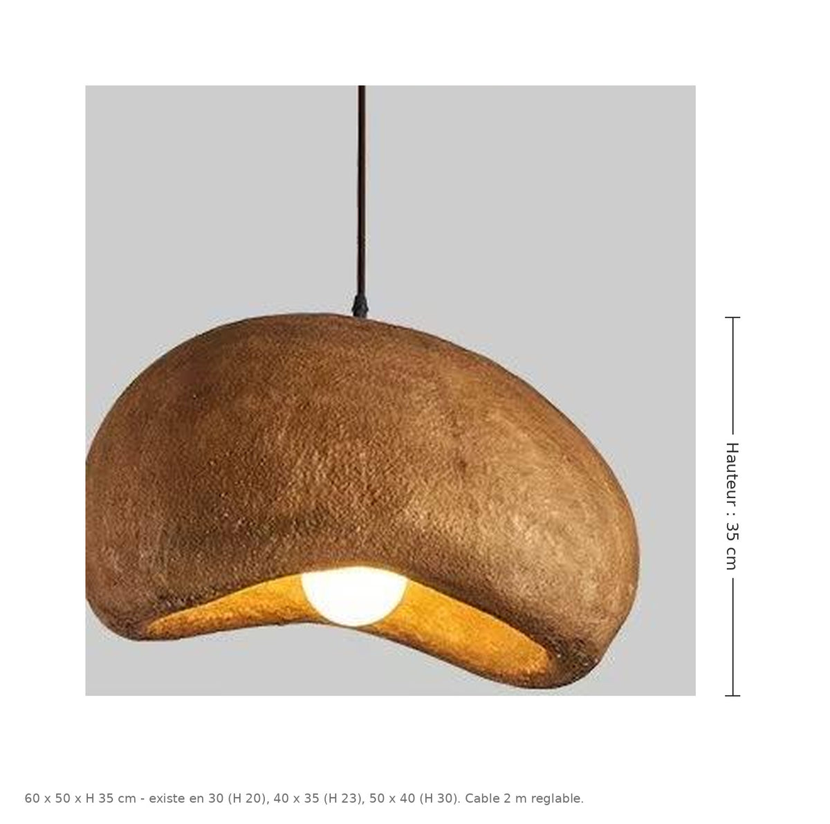 Suspension nuage effet bois - dimensions : 60 × 50 × H 35 cm