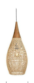 Suspension rotin naturel, forme goutte