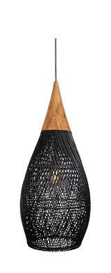 Suspension rotin noir, forme goutte