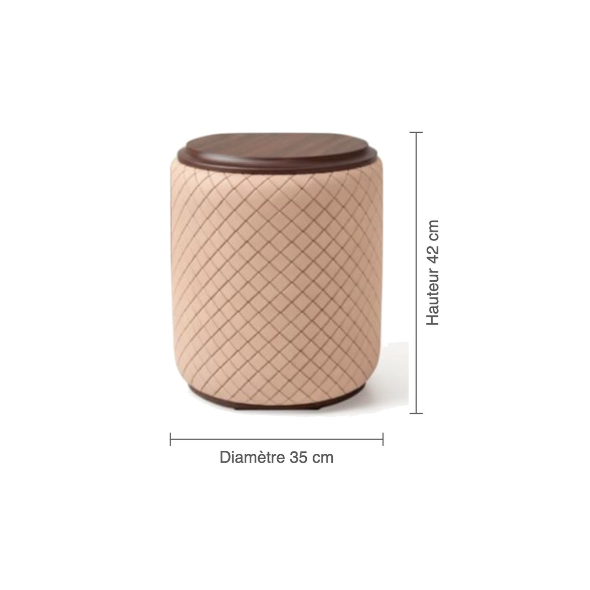 Dimensions du tabouret rond tressé