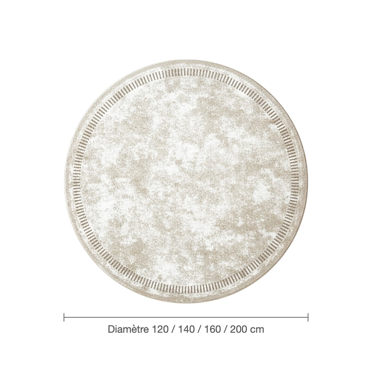 Diamètres du tapis rond effet cachemire tons sable