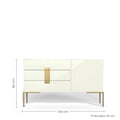 Dimensions du buffet laqué crème cannelé 100 cm, fond blanc