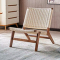 Chaise lounge en noyer et corde tressée