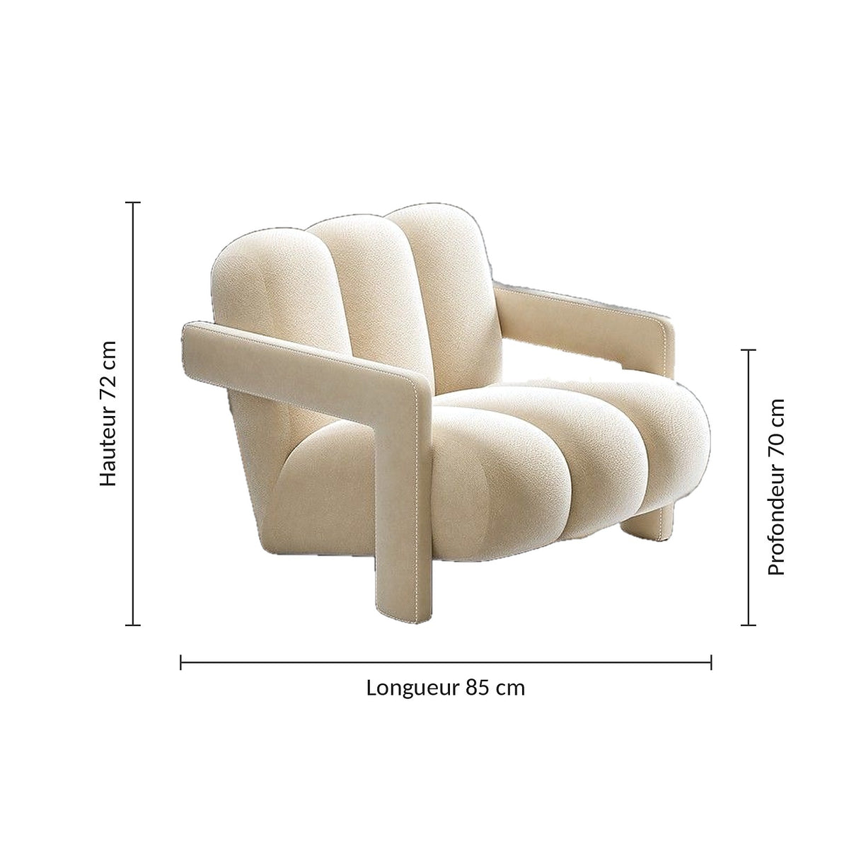 Fauteuil lounge à côtes, dimensions
