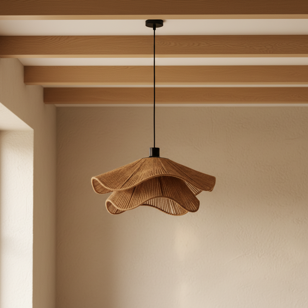 Suspension corolle en corde tressée – mise en scène
