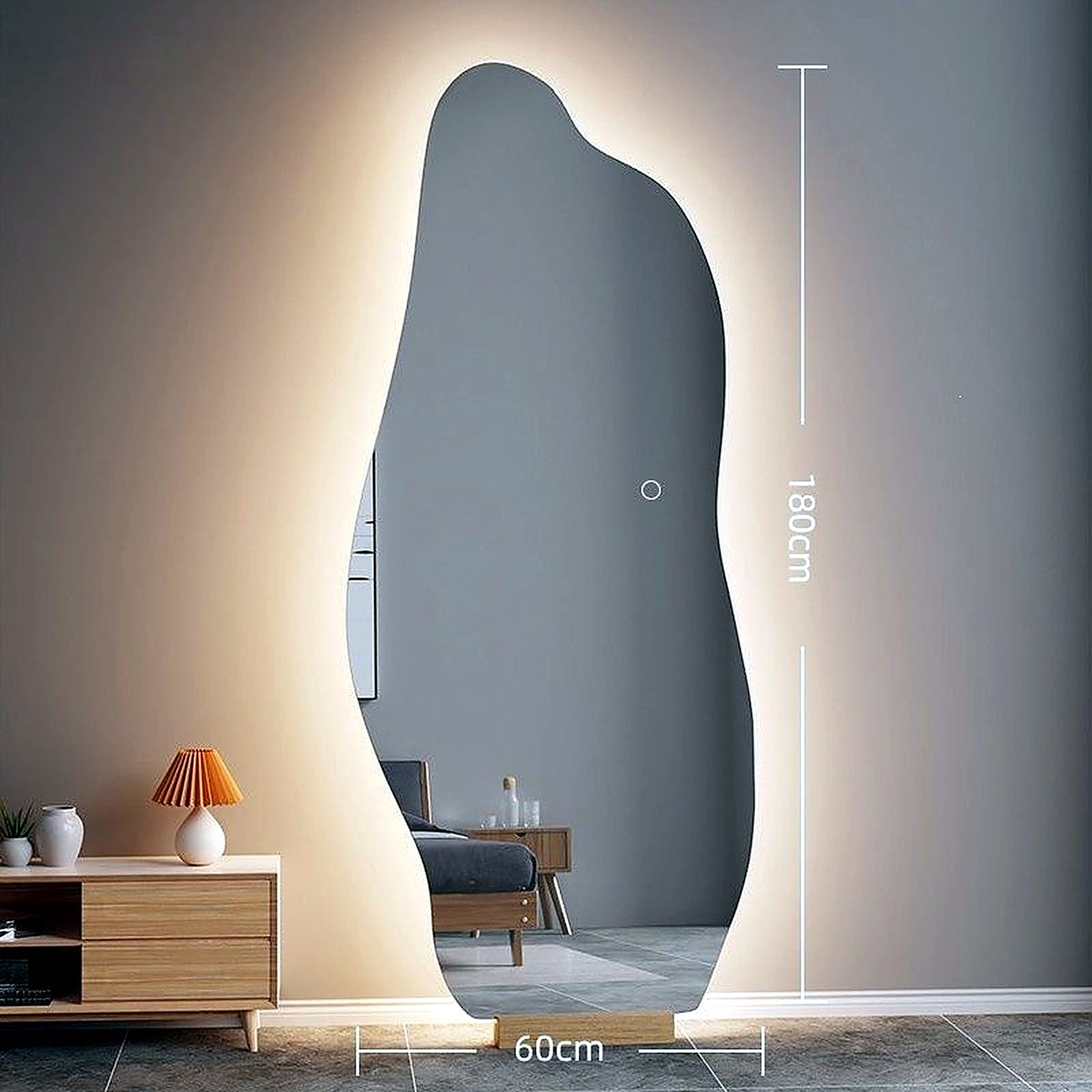 Miroir nuage lumineux format 180 × 60 cm