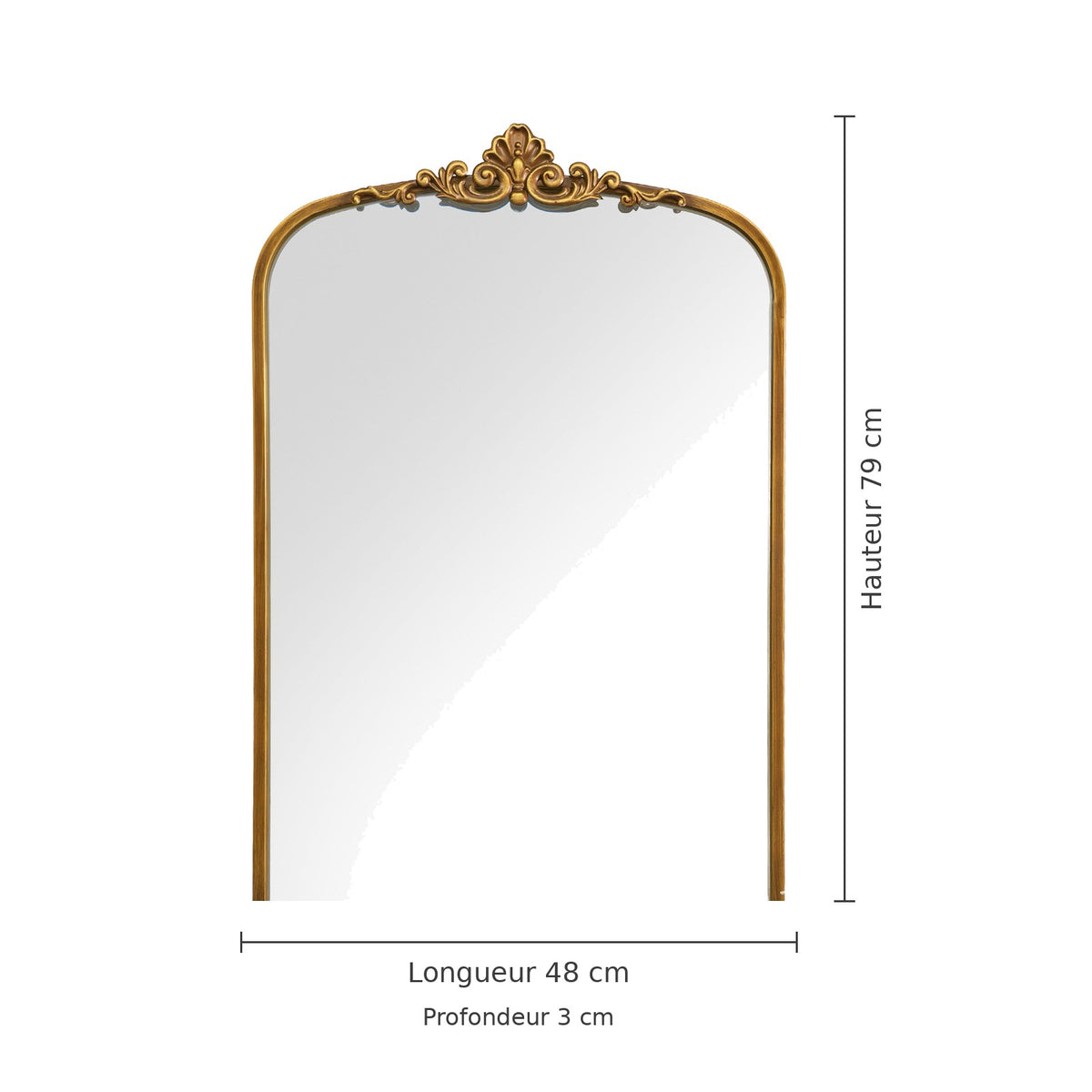 Dimensions du miroir baroque doré