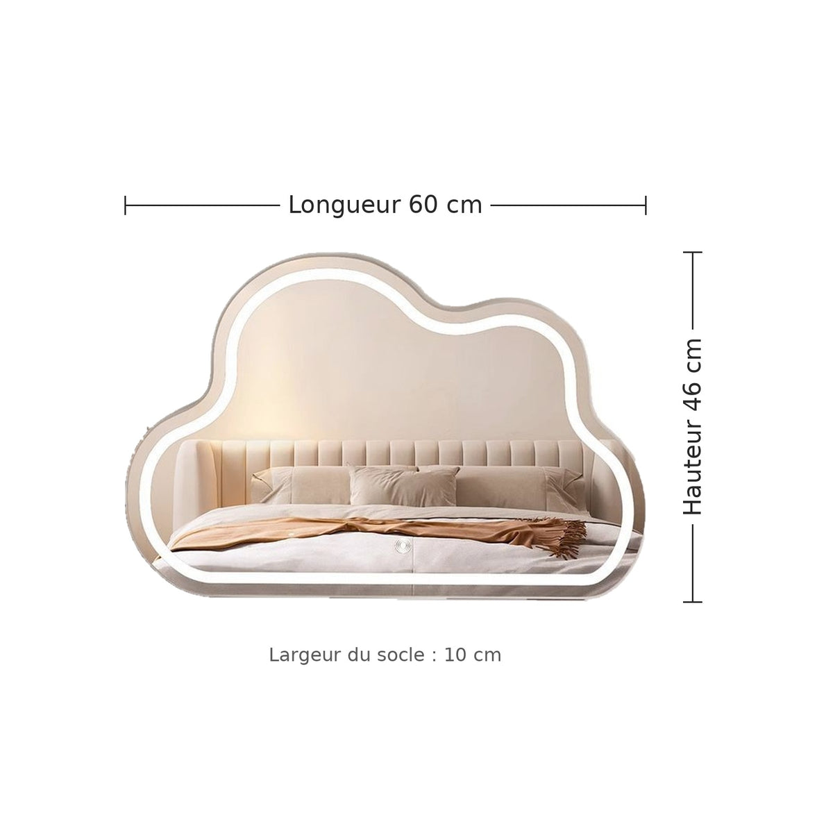 Dimensions du grand miroir nuage horizontal