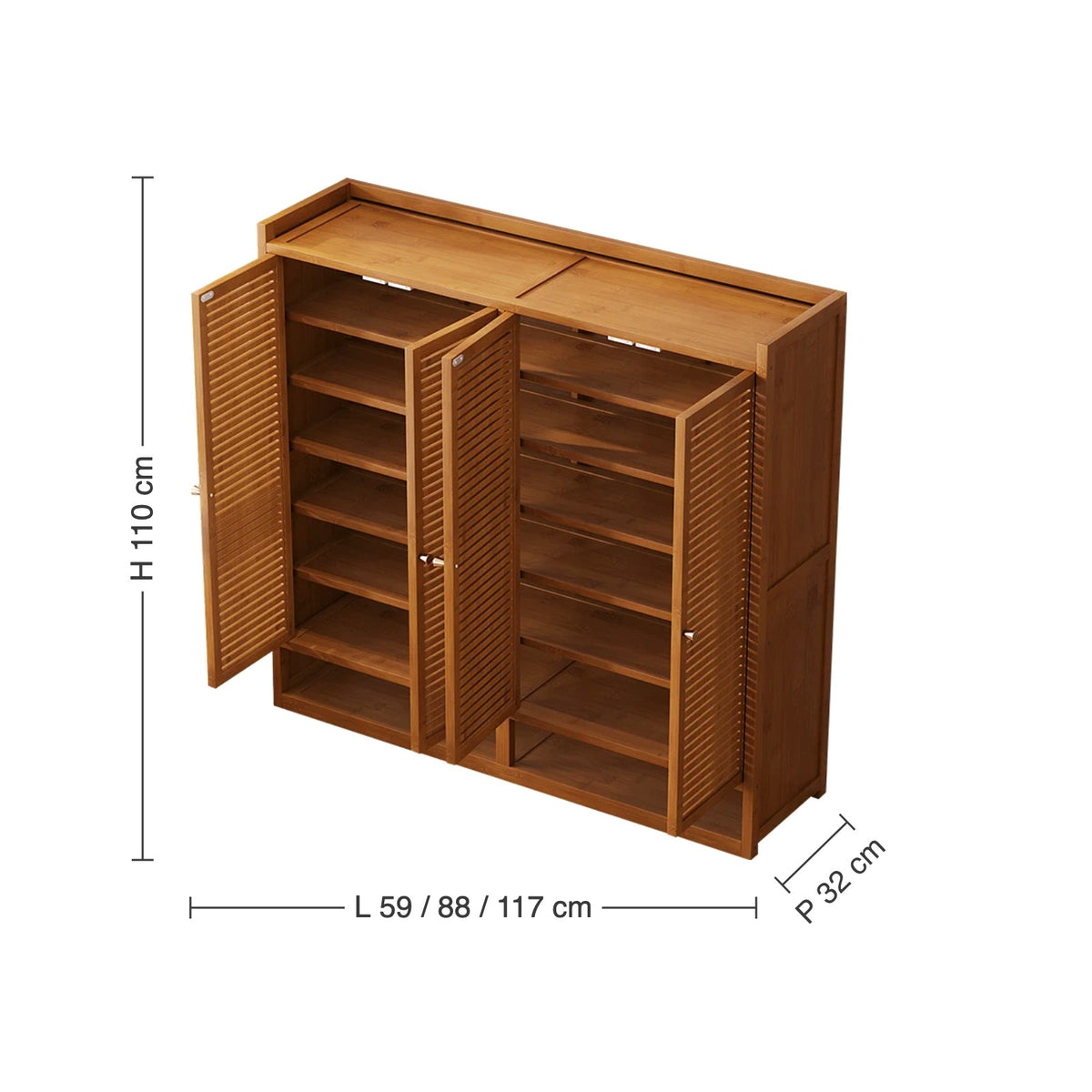Dimensions du meuble à chaussures en bambou : hauteur, longueur, profondeur